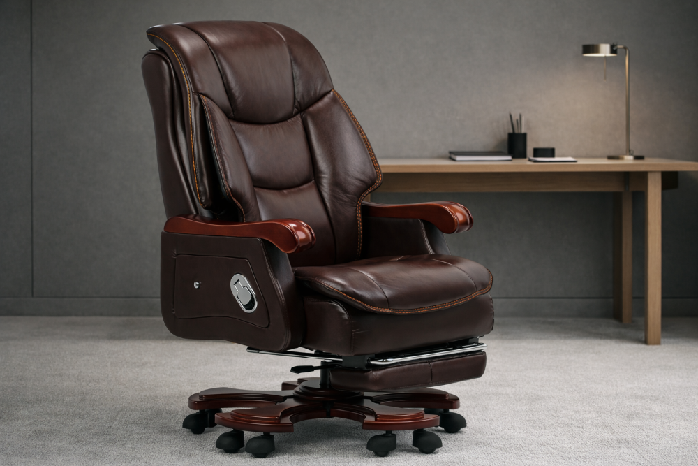 Bürostuhl aus Leder für lange Arbeitstage im Büro oder Homeoffice