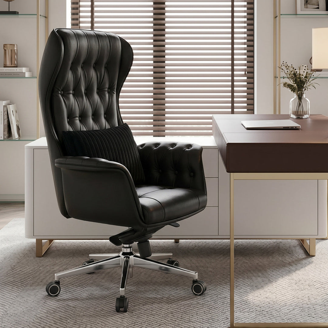 CELLIER Luxus Leder Chefsessel – Weißer Executive Bürostuhl