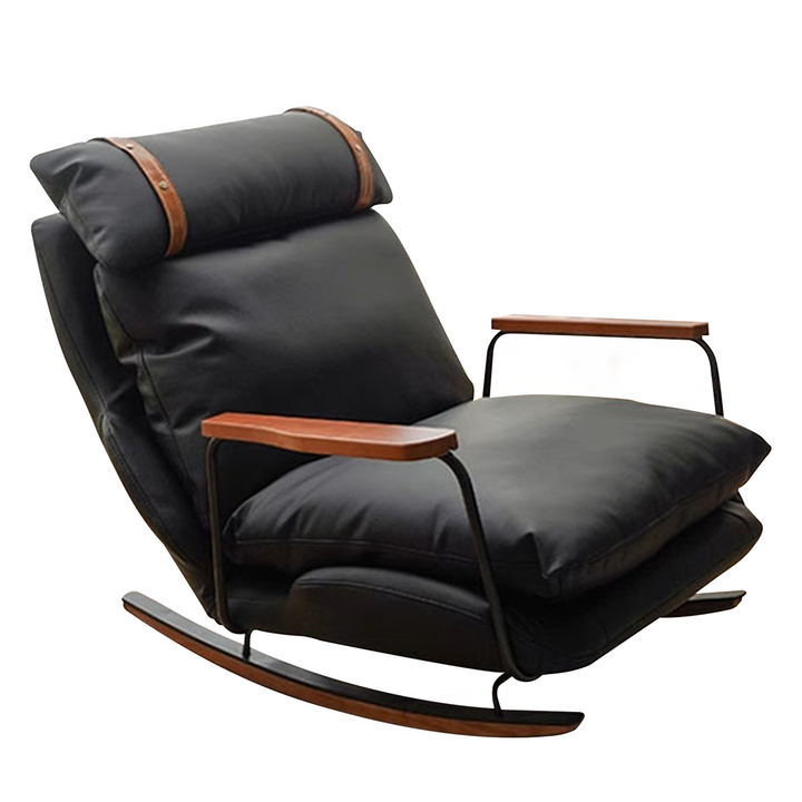 Französischer Retro-Leder-Schaukelstuhl