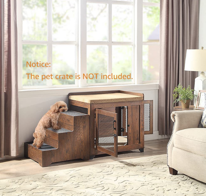 Dog Steps Wood 3 Steps with Carpet – Cat Steps for Bed &amp; Sofa