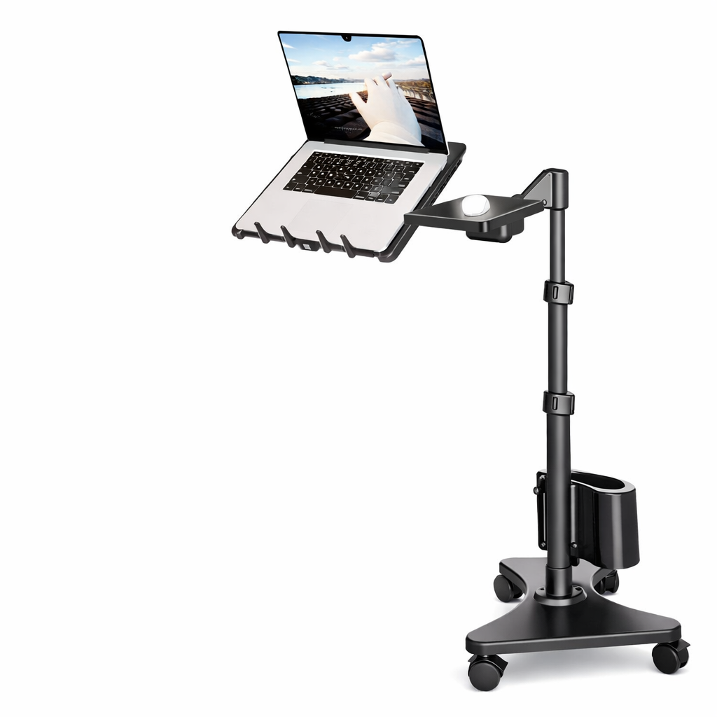 Mobiler Laptopständer mit verstellbarem Arm – rollbarer Laptop-Arbeitsplatz für Homeoffice & Büro
