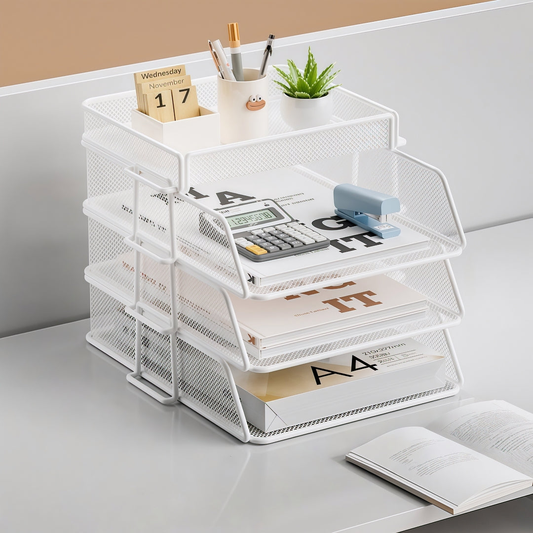 Cameron Weißer Metall-Schreibtisch-Dokumentenhalter