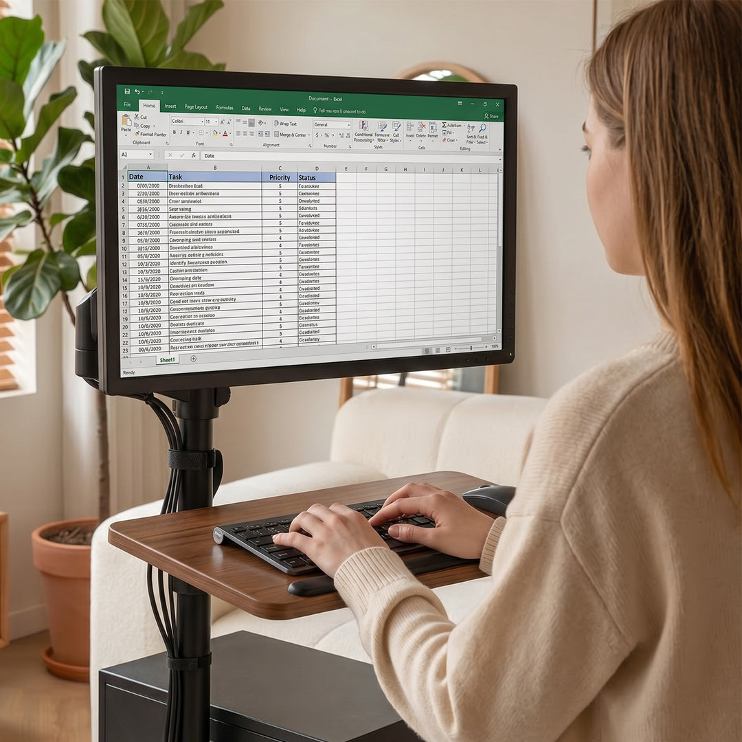 WS-40 Mobile Workstation mit Monitorarm und Tastaturablage
