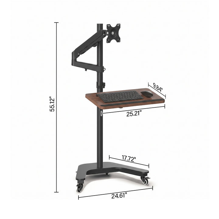 WS-40 Mobile Workstation mit Monitorarm und Tastaturablage