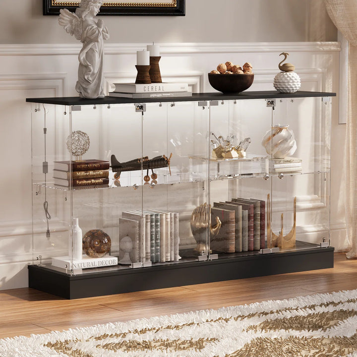 Abschließbarer Glas-Vitrinenschrank mit LED – Magnus
