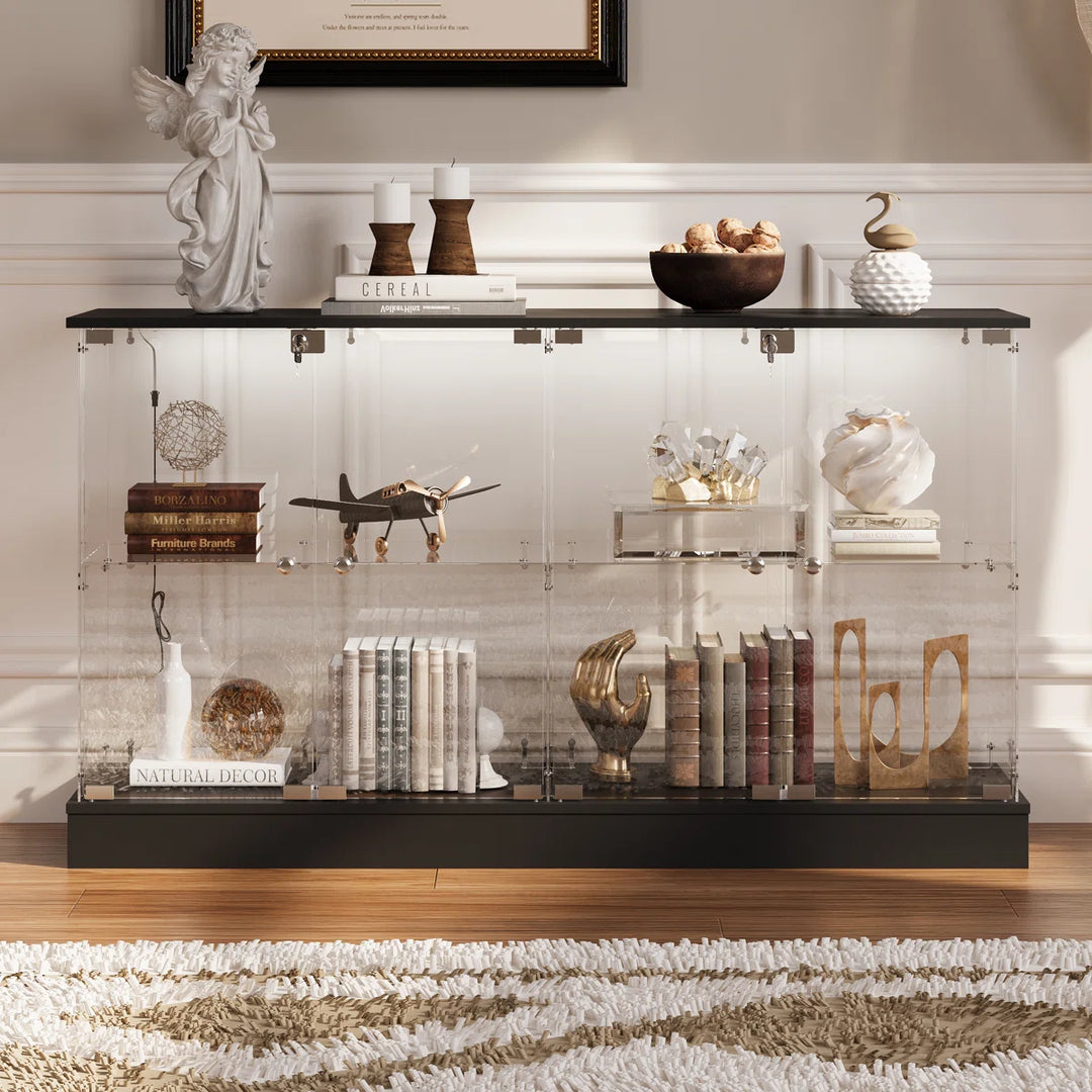 Abschließbarer Glas-Vitrinenschrank mit LED – Magnus