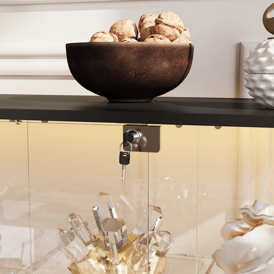 Abschließbarer Glas-Vitrinenschrank mit LED – Magnus