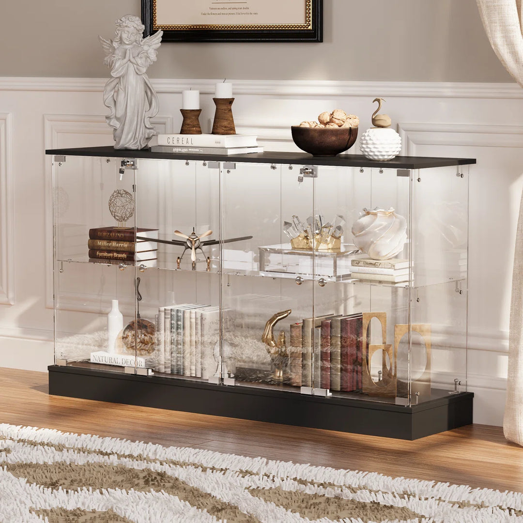 Abschließbarer Glas-Vitrinenschrank mit LED – Magnus