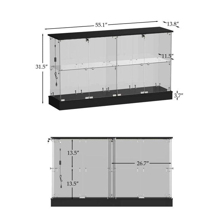Abschließbarer Glas-Vitrinenschrank mit LED – Magnus