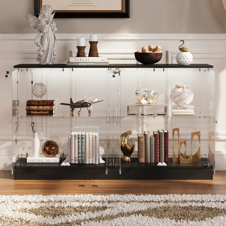 Abschließbarer Glas-Vitrinenschrank mit LED – Magnus