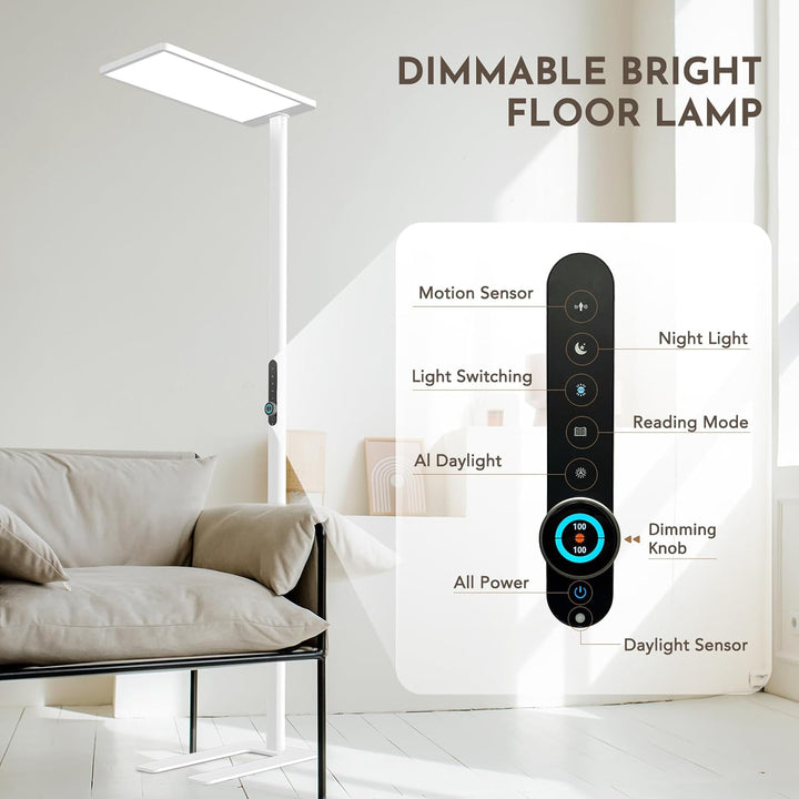 LED Stehlampe 120W mit Bewegungssensor – Vollspektrum Leselampe 10500 lm, 4000K Tageslicht