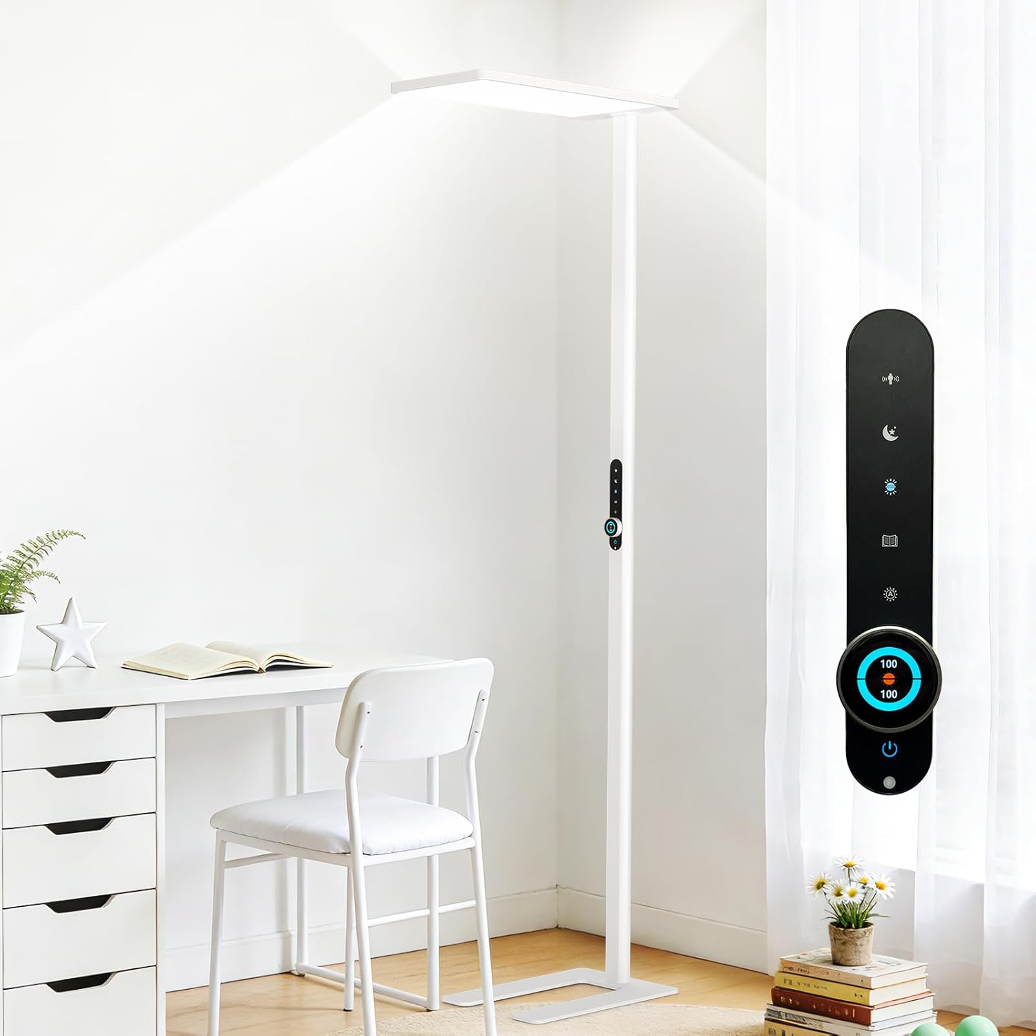 LED Stehlampe 120W mit Bewegungssensor – Vollspektrum Leselampe 10500 lm, 4000K Tageslicht