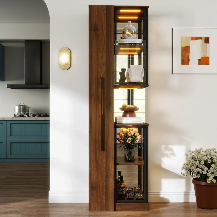Jones Vitrinenschrank mit Glasfront und LED-Beleuchtung – 178 cm