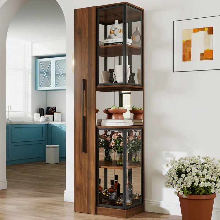 Jones Vitrinenschrank mit Glasfront und LED-Beleuchtung – 178 cm