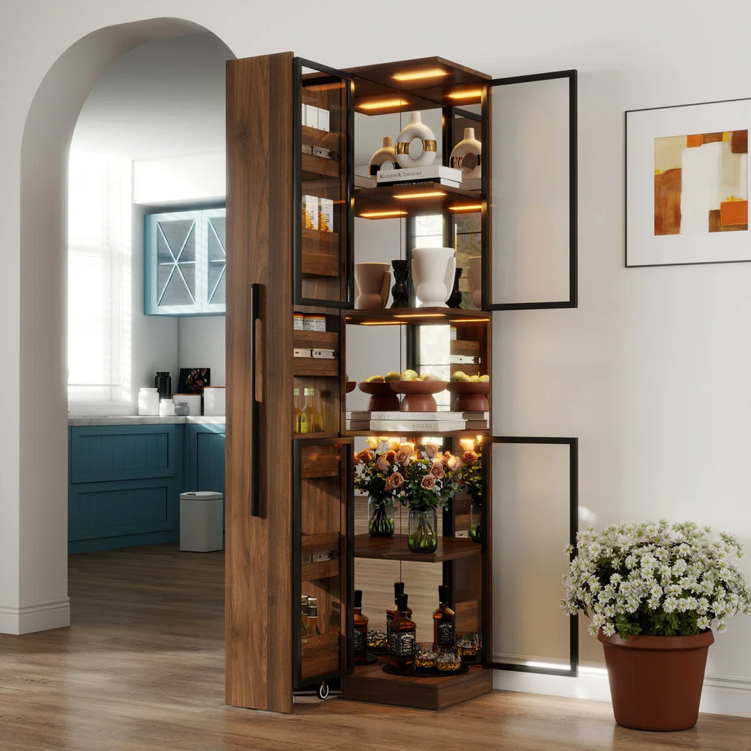 Jones Vitrinenschrank mit Glasfront und LED-Beleuchtung – 178 cm