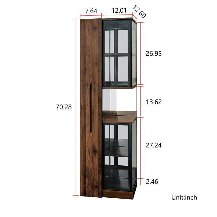 Jones Vitrinenschrank mit Glasfront und LED-Beleuchtung – 178 cm