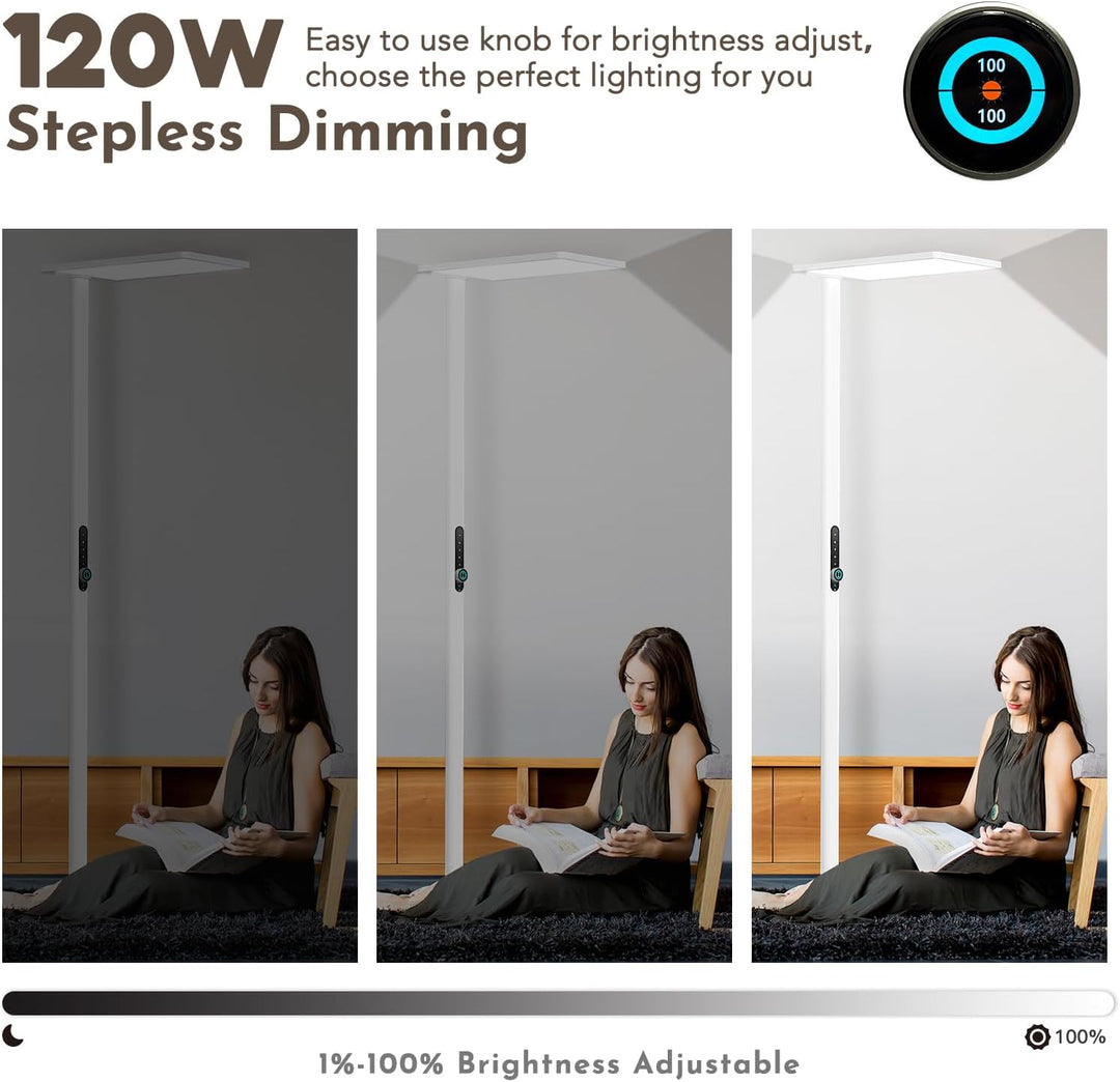 LED Stehlampe 120W mit Bewegungssensor – Vollspektrum Leselampe 10500 lm, 4000K Tageslicht