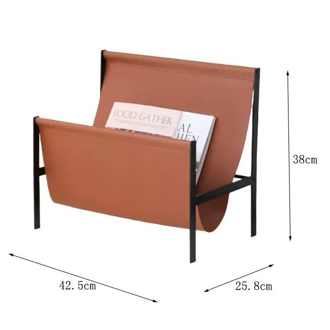 Luca Zeitschriftenhalter aus Metall &amp; Leder – Modernes Wohnaccessoire