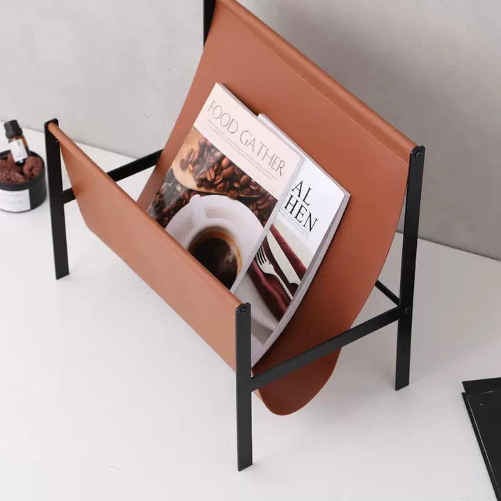 Luca Zeitschriftenhalter aus Metall &amp; Leder – Modernes Wohnaccessoire