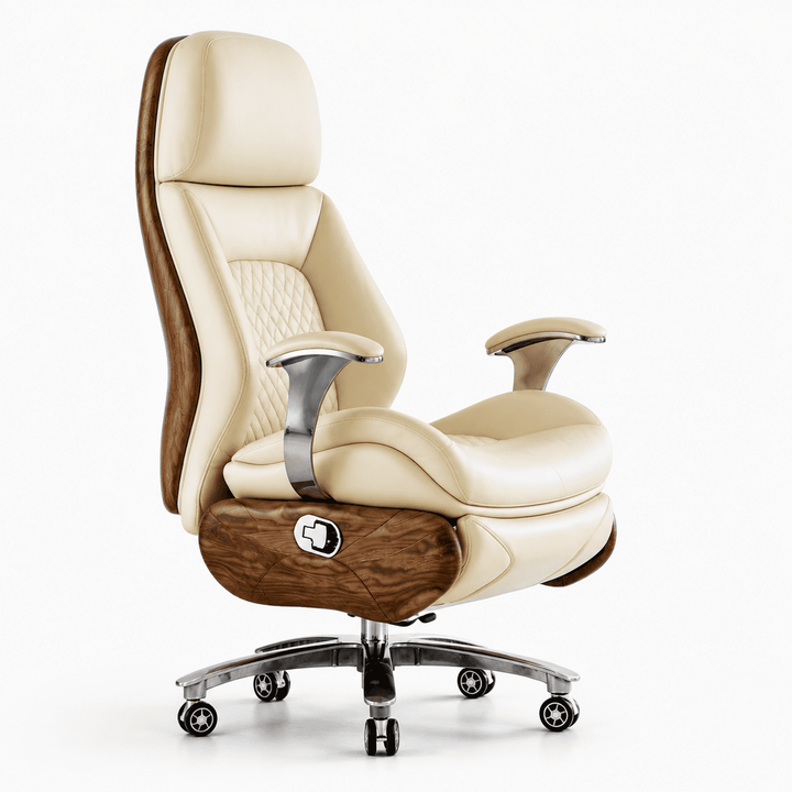 MORGAN Elektrischer Chefsessel mit Massage, Heizung &amp; Belüftung | Luxus Leder Bürostuhl