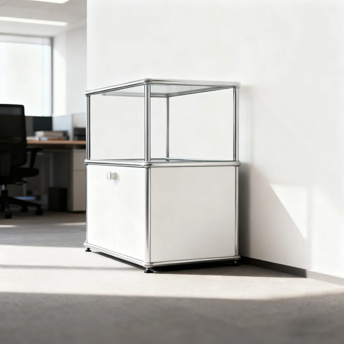 Ennio Moderner Beistelltisch mit Klappdeckel und abnehmbaren Rollen – Weiß