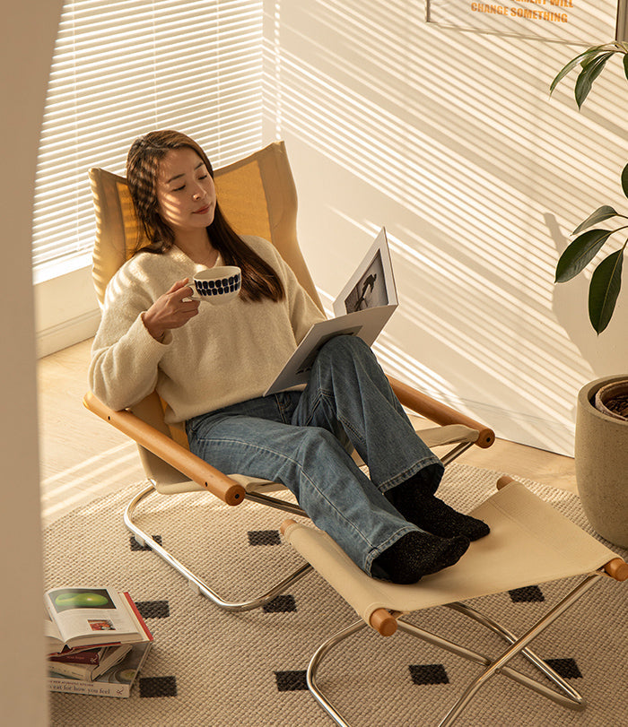 Stoff-Faltstuhl – Nychair X Lounge Chair aus Buche