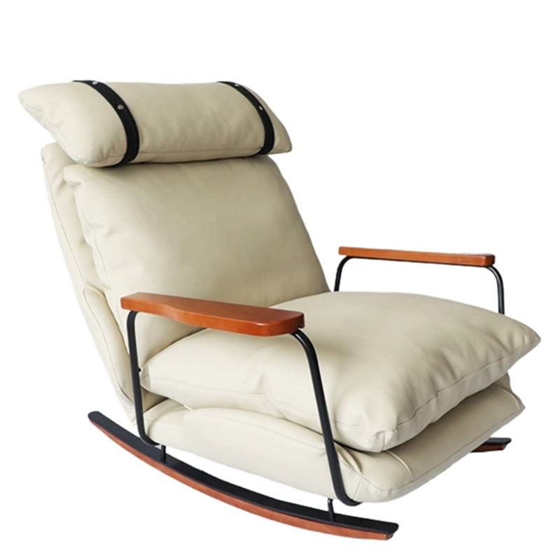 Französischer Retro-Leder-Schaukelstuhl