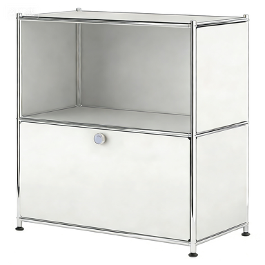 Ennio Moderner Beistelltisch mit Klappdeckel und abnehmbaren Rollen – Weiß