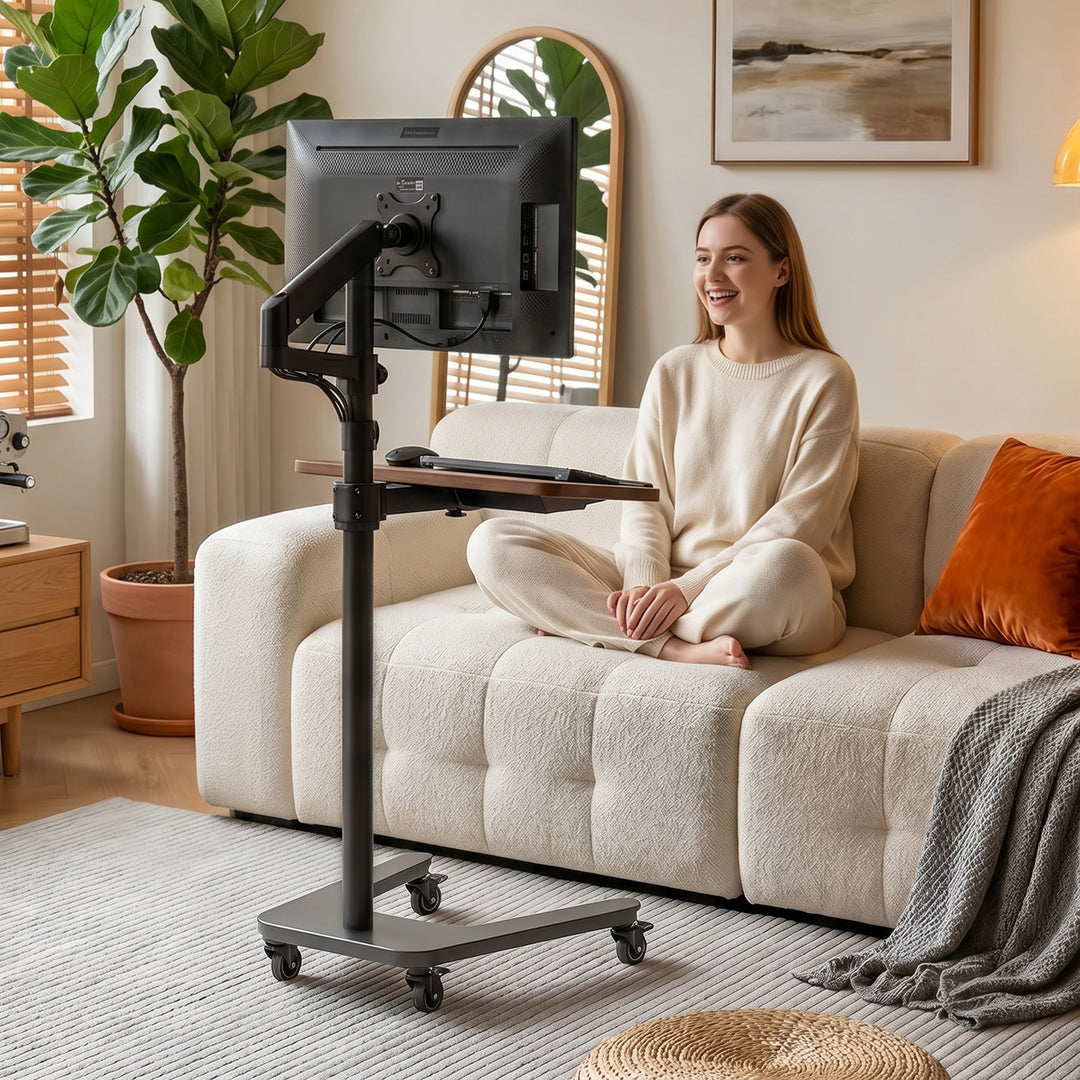 WS-40 Mobile Workstation mit Monitorarm und Tastaturablage