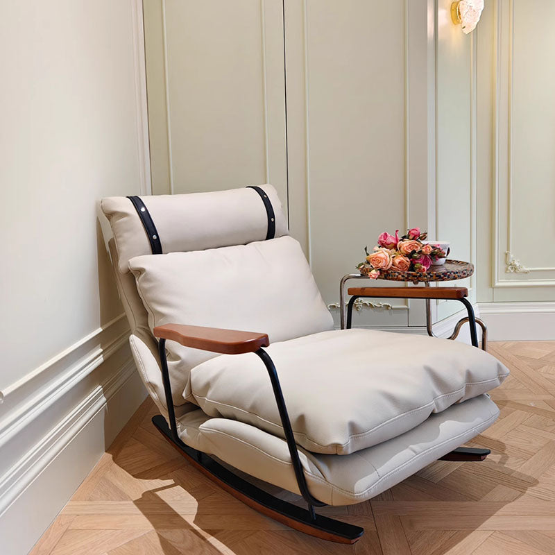 Französischer Retro-Leder-Schaukelstuhl