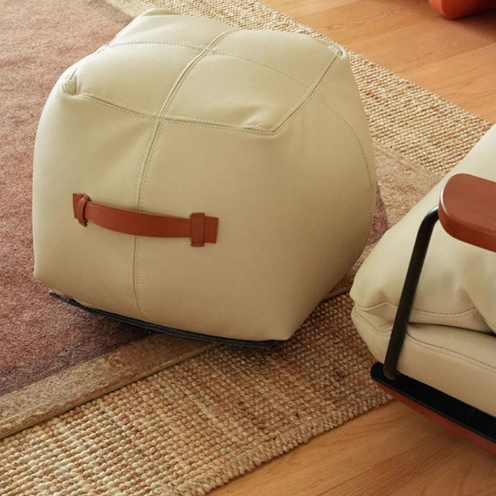 Französischer Retro-Leder-Schaukelstuhl